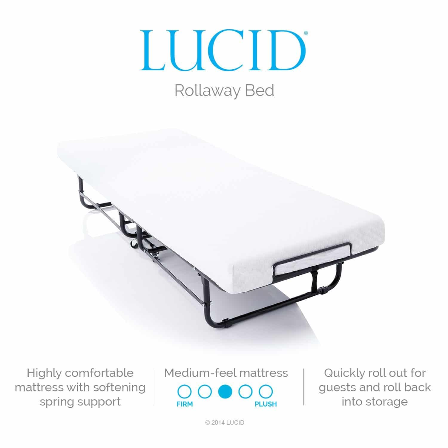 LUCID Rollaway Guest Bed with Memory Foam Mattress