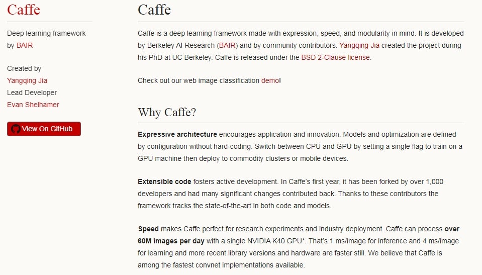 Caffe Home Page