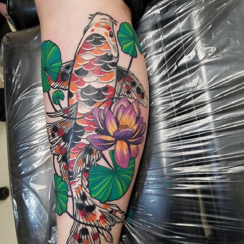 Carp and lotus tattoo