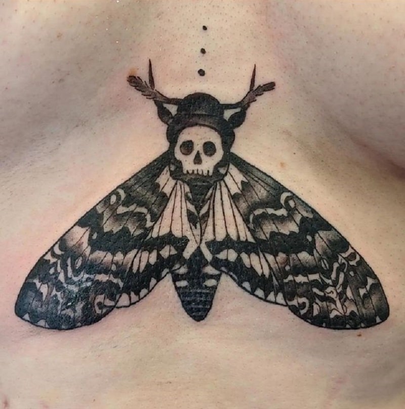 Deaths head moth tattoo