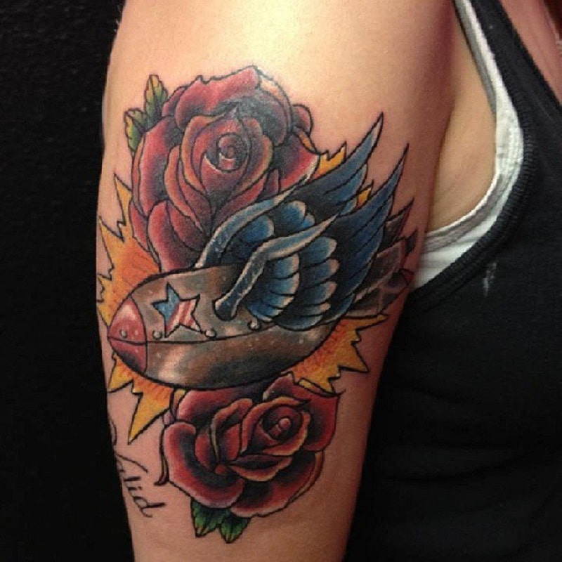 Flower and bird tattoos