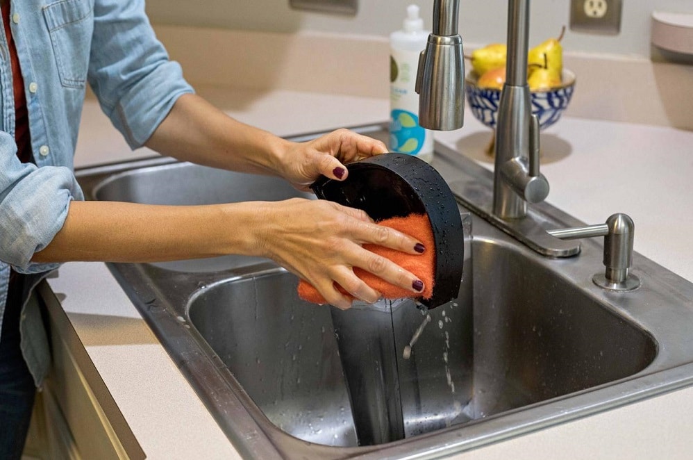 Take apart the Keurig and wash the pieces in soapy water.
