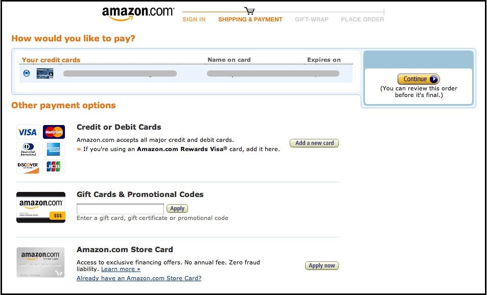 Amazon accepted payment methods