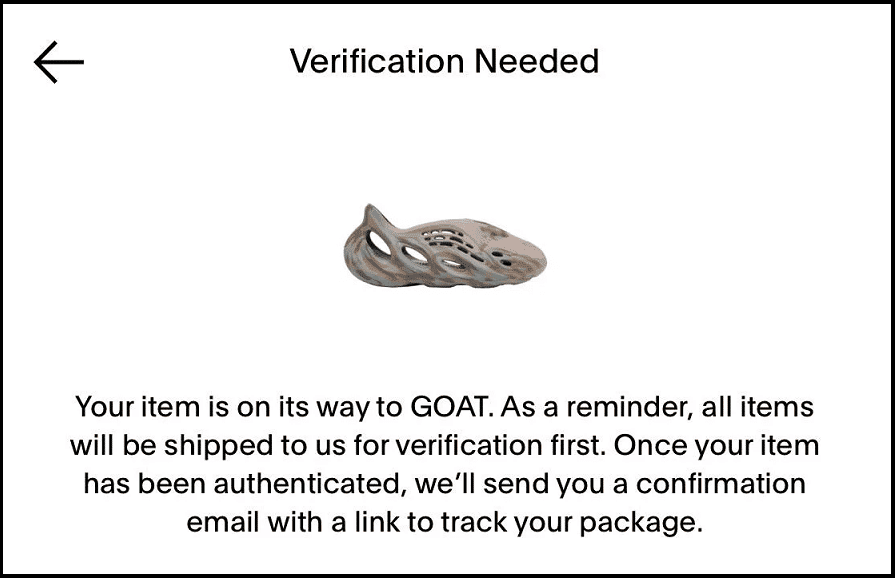 Why does GOAT Show Verification Needed